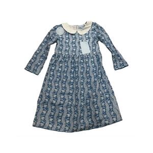 Hill House The Tiny Lottie Blue Floral Linear Girls Cotton dress size 11/12 New